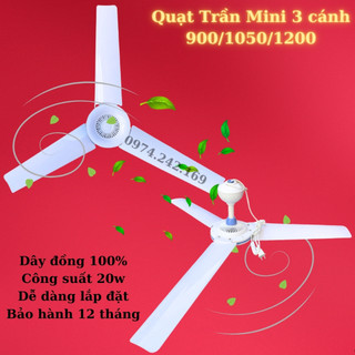 Quạt trần mini đại 3 cánh siêu mát, siêu rẻ