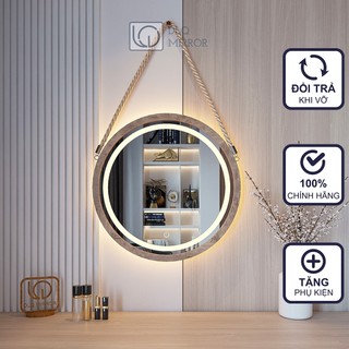 Gương Led Viền Gỗ Treo Bàn Trang Điểm DLQ INTERIORS Cảm Ứng Cao Cấp