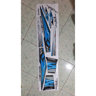 Tem dán xe Wave Blade 110 xanh đen , mẫu tem rời 3 lớp bóng không bay màu