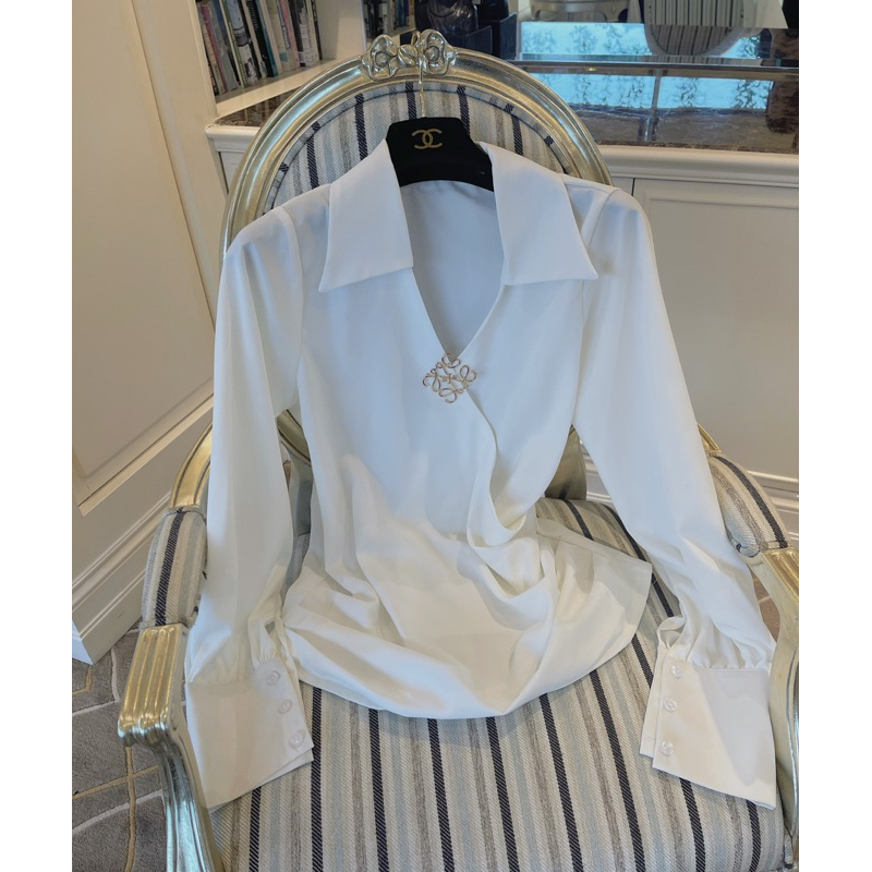 [6SIX closet] Áo sơ mi cổ đức rúm sườn (KHÔNG KÈM CÀI ÁO)