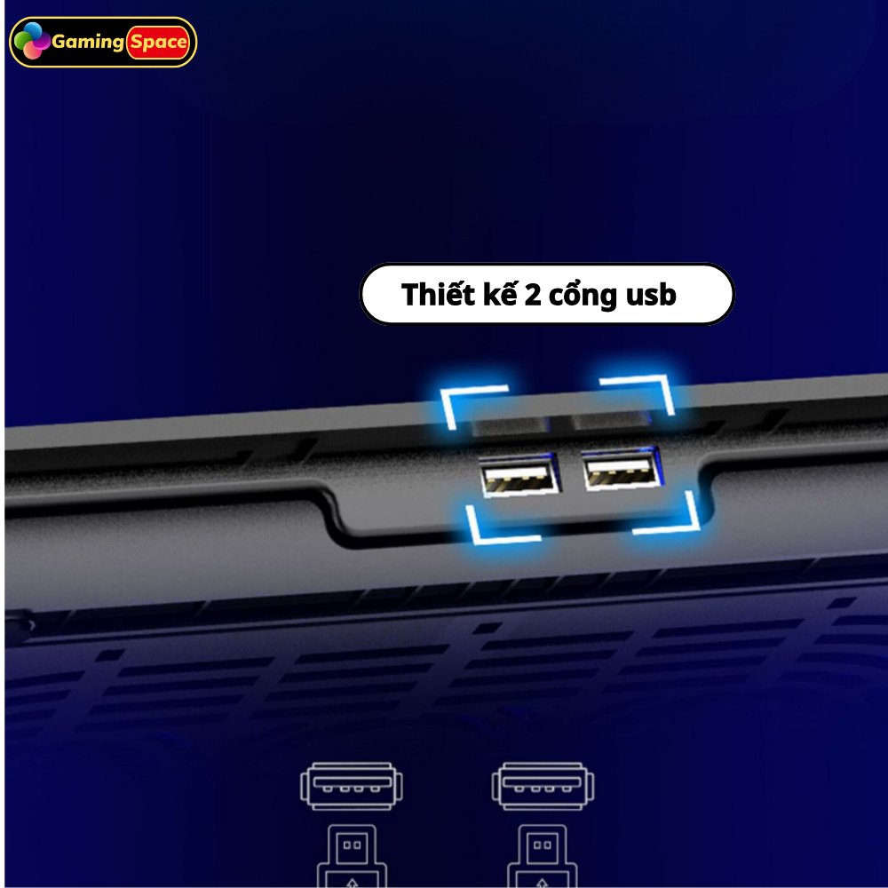 Đế Tản Nhiệt Laptop Máy Tính N106 N99 Pro  2 quạt lớn có led, đế tản nhiệt cho laptop 13 inch đến 17 inch