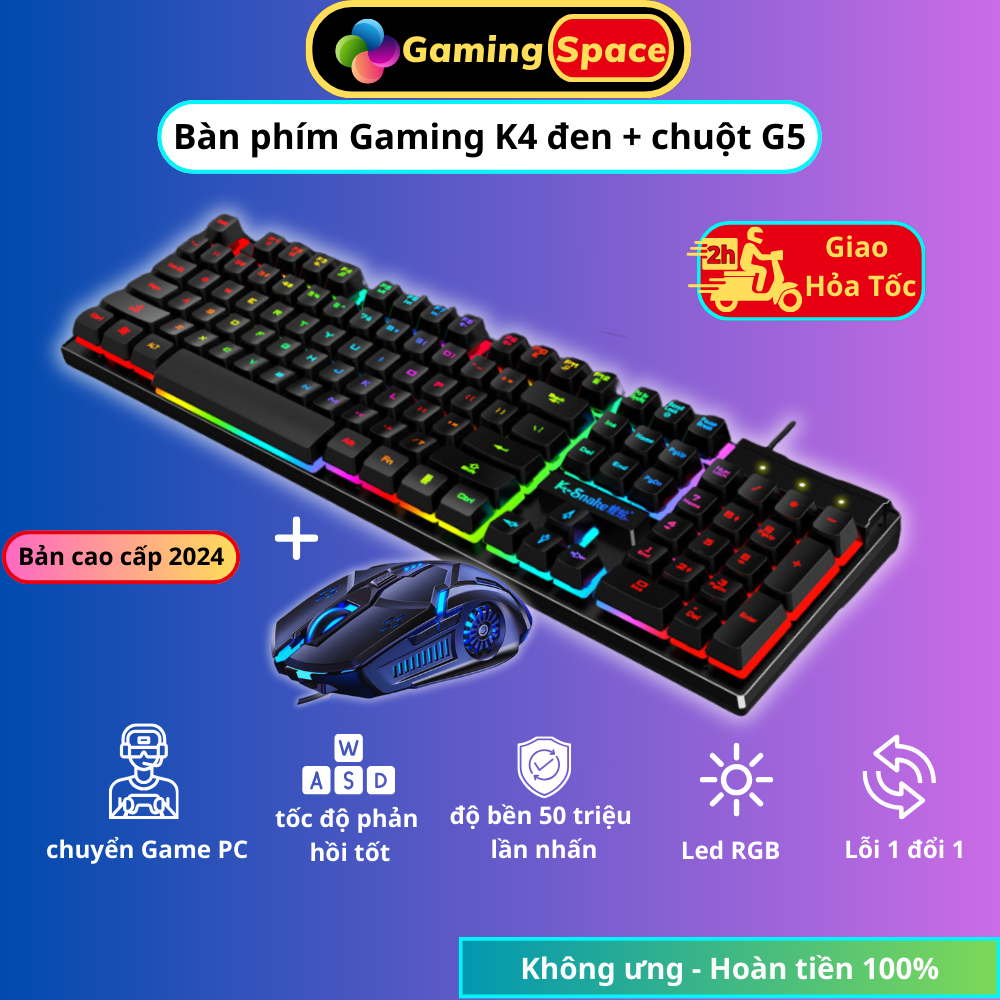 Bộ Bàn Phím K4 Và Chuột Gaming G5 DPI 3200 Cao Cấp Chuyên Game Và Làm Việc Văn Phòng