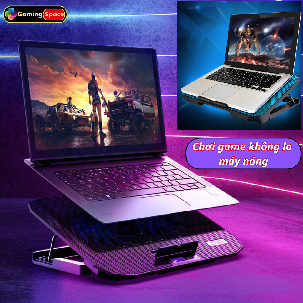 Đế Tản Nhiệt Laptop Máy Tính N106 N99 Pro  2 quạt lớn có led, đế tản nhiệt cho laptop 13 inch đến 17 inch