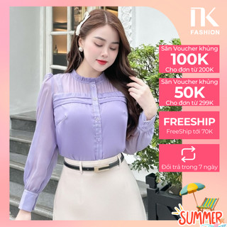 Áo Sơ Mi Tơ Xếp Ngực Kép NK Fashion Cao Cấp, Tơ Lụa Mềm Mại UKSM2309018