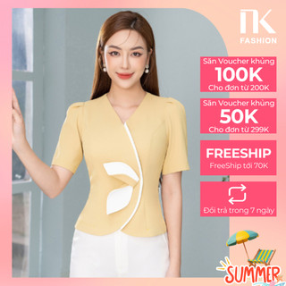 Áo Sơ Mi Nữ NK Fashion Thiết Kế Phối Nếp Hoa Gấp Kiểu Dáng Thanh Lịch Nhẹ Nhàng Chất Vải Nhập Hàn Cao Cấp NKSM2303008