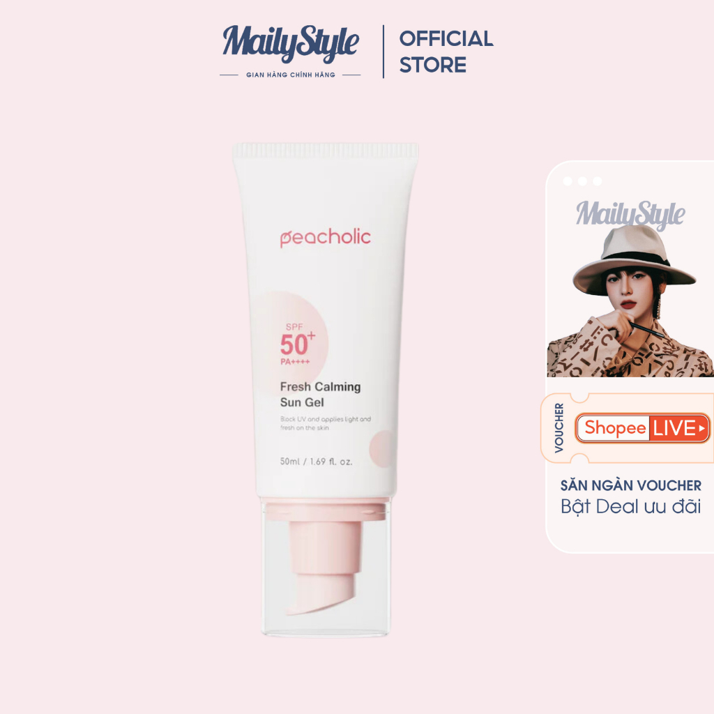 A57_Kem Chống Nắng Nâng Tone Peacholic Fresh Calming Sun Gel SPF 50+ PA++++ ( Mẫu Mới)