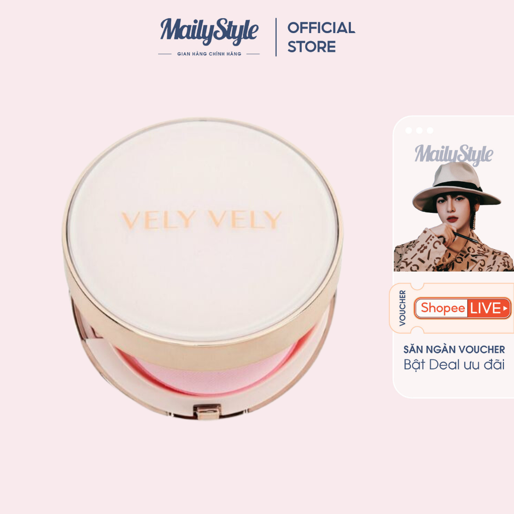 C73_Phấn Nước Vely Vely Aura Glow Cushion Original Tặng Kèm 1 Lõi