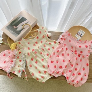 Bodysuit bánh bèo cho bé gái Body đùi kèm nón vải đũi lạnh thoáng mát cho sơ sinh SLH154