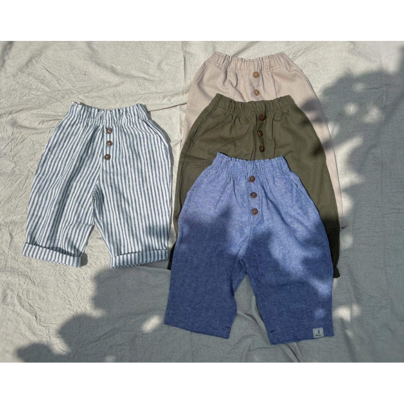Quần dài nút linen chất vải mềm mại váy cho bé trai 1 2 3 4 5 6 7 8 9 tuổi thời trang trẻ em