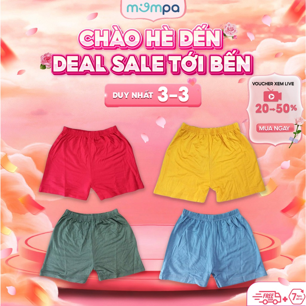 Quần đùi cho bé Mompa 6 tháng - 4 tuổi vải Modal co giãn thoáng mát mềm mại thấm hút 337