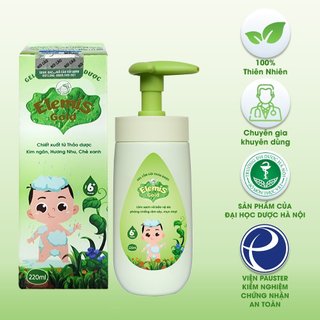Sữa tắm gội thảo dược cho bé từ 6 tháng tuổi bọt dịu nhẹ kháng khuẩn tối ưu 220ml/chai - elemis gold