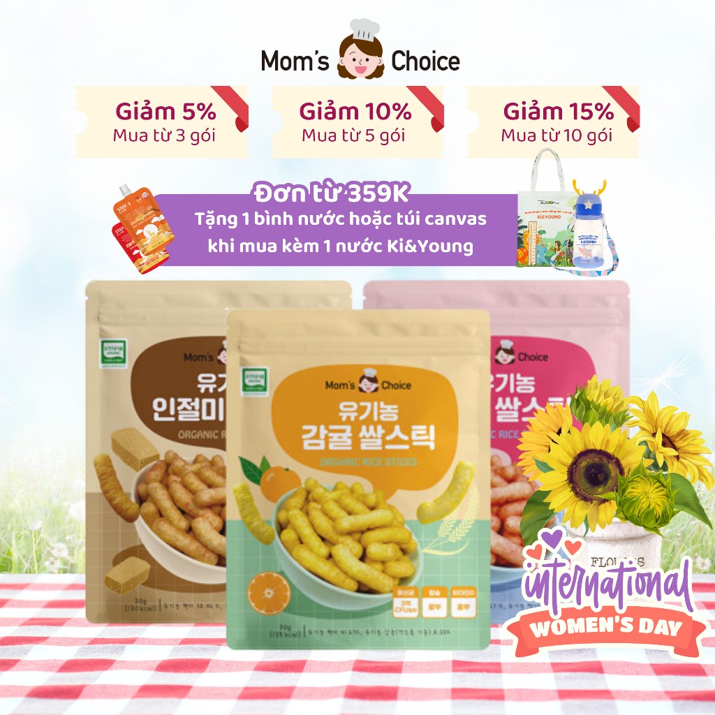 Bánh ăn dặm gạo lứt hữu cơ hình que Mom's Choice cho bé từ 6 tháng tuổi - ALADDINVINA