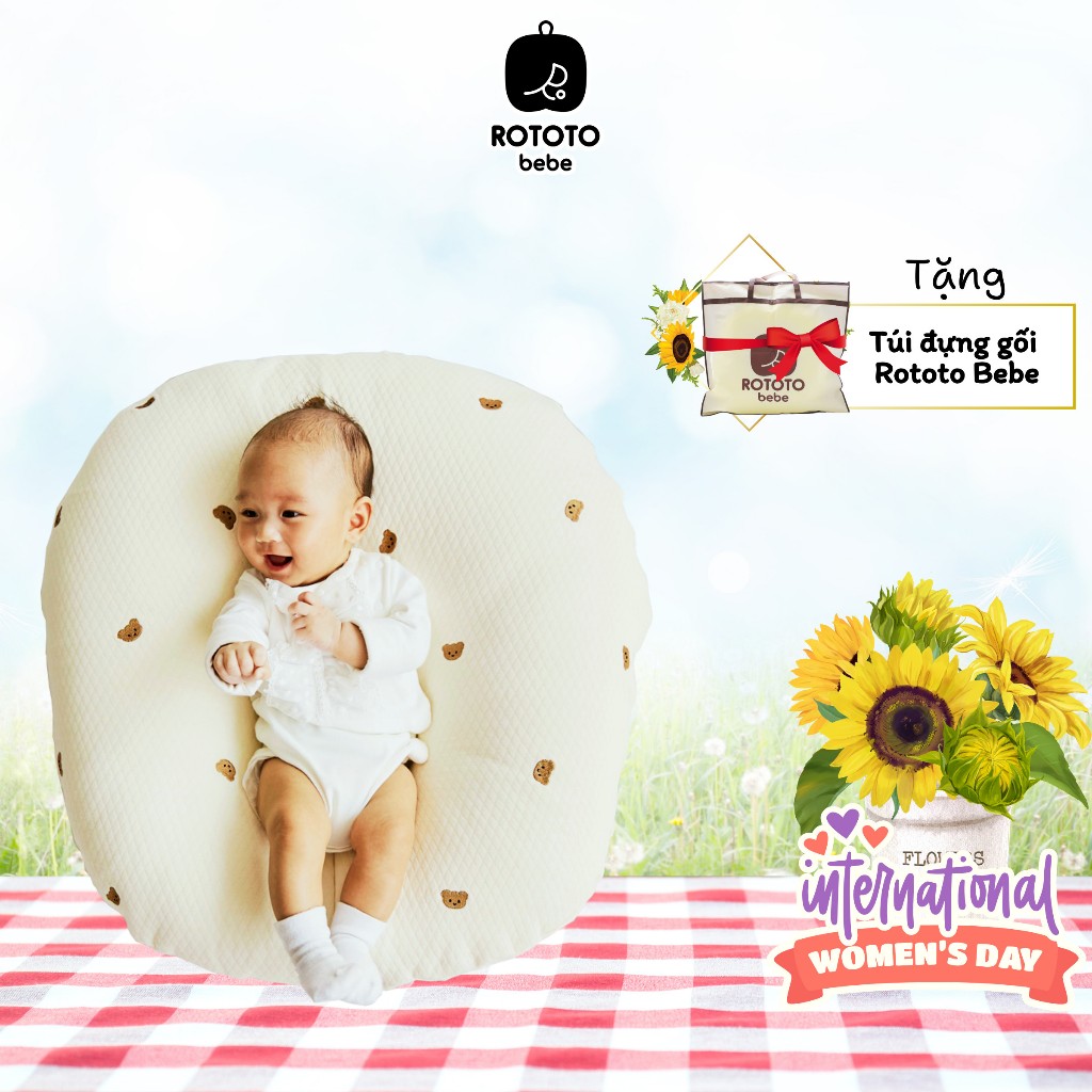 Gối chống trào ngược cho bé ruột chữ C nhập khẩu chính hãng ROTOTO BEBE