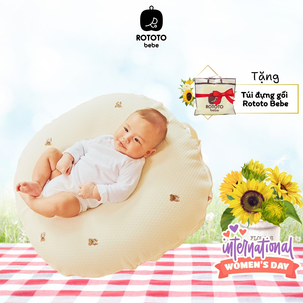 Gối chống trào ngược cho bé  Airmesh thoáng khí Rototo Bebe ALADDINVINA