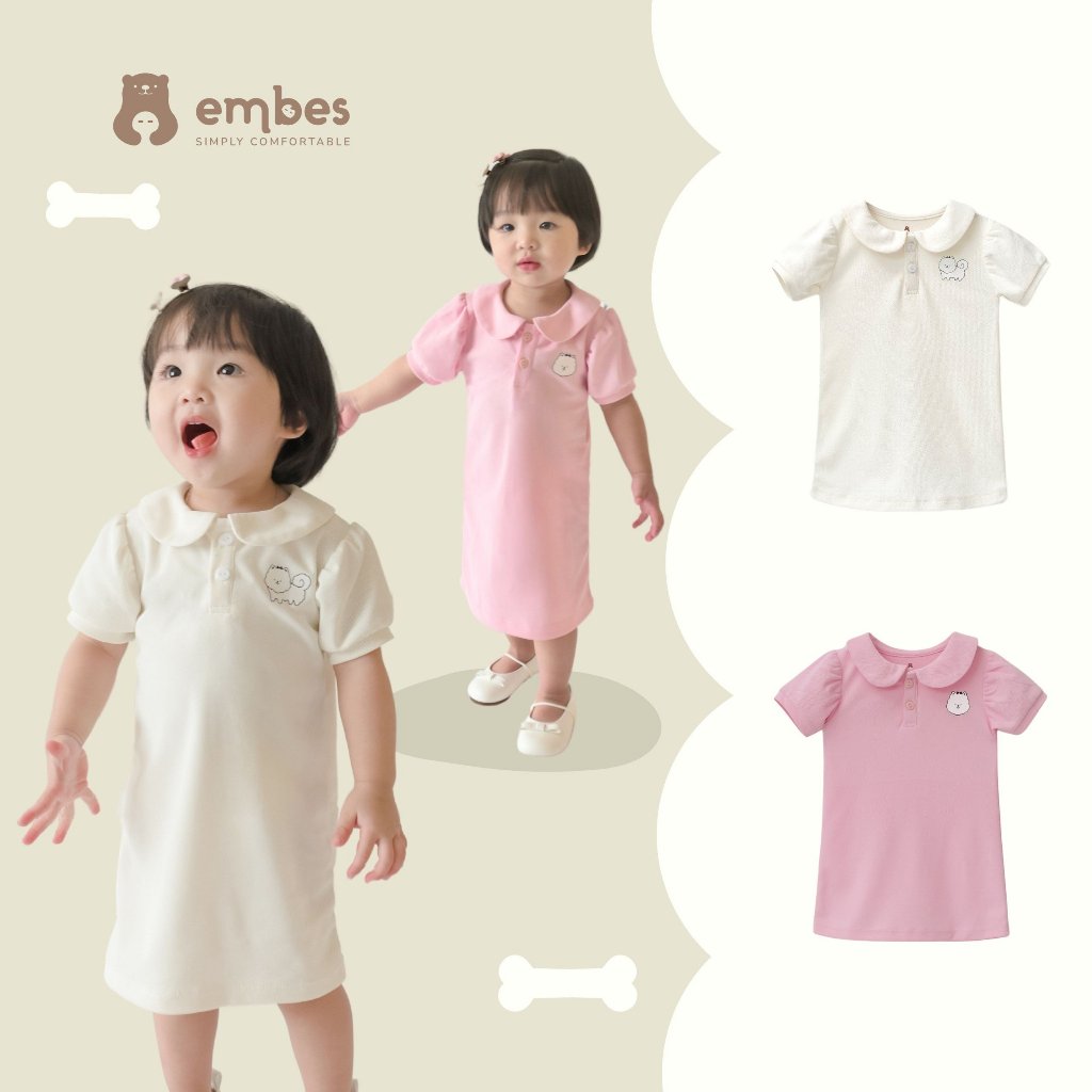 Váy hè cho bé gái, váy polo ngắn tay cho bé Embes từ 6 tháng đến 4 tuổi