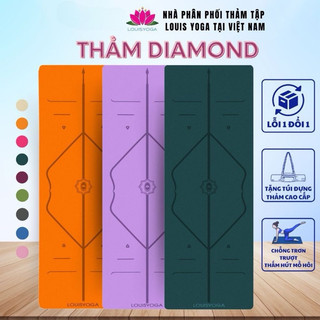 Thảm tập yoga cao su cao cấp LOUIS DIAMOND ống trơn trượt - tặng kèm túi cao cấp