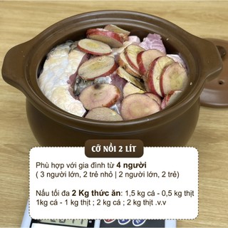 Nồi đất nấu bếp từ 2-3 lít (Men sứ nâu) - NodaCook