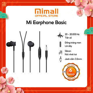 Tai nghe nhét tai Xiaomi Mi Earphone Basic | Jack cắm 3.5mm | Hàng chính hãng | Bảo hành 6 tháng - Hàng Chính Hãng