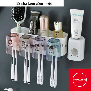 Kệ để bàn chải đánh răng, kèm 4 cốc và kệ nhả kem đánh răng cao cấp tiện lợi GIÁ RẺ