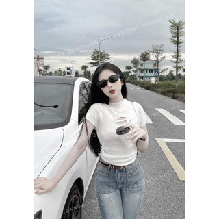 Áo babytee cổ 2p phối logo ngực chất mông tàu QC l1 mềm mịn
