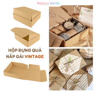 Hộp đựng quà giày dép phụ kiện carton nắp gài 30x20x10cm giấy kraft trơn đựng quà sinh nhật giáng sinh - The Happy Birds