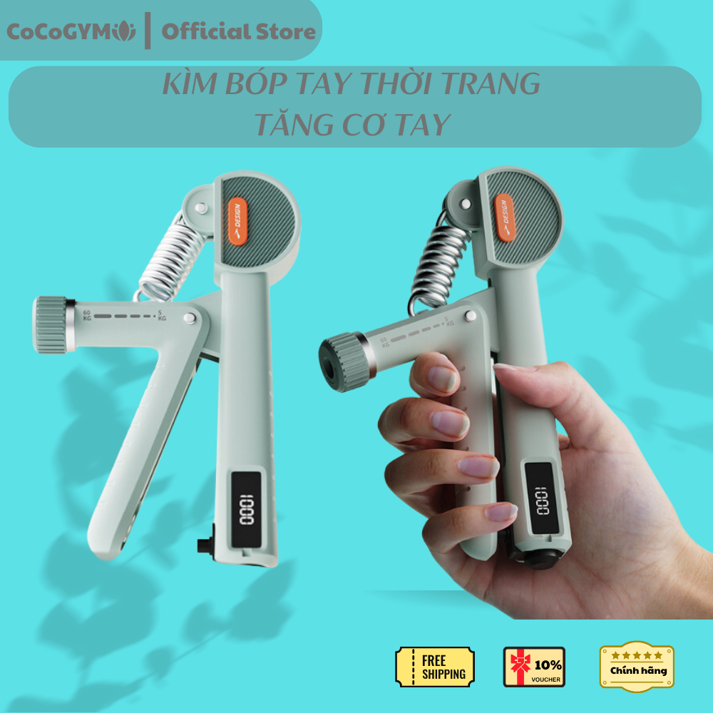 Kìm bóp tay đếm số điện tử, Kìm Tập Cơ Tay, Dụng Cụ Tập Gym Tại Nhà Điều Chỉnh Lực Có Đếm 10-60kg Đời Mới 2024 COCOGYM