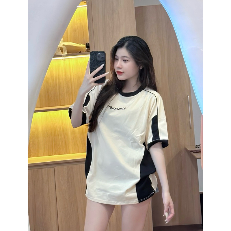 Áo Thun Althought phối Viền Tay Lỡ Dáng Rộng Chất Cotton Thoáng Mát Thời Trang Mùa Hè Cho Nữ | BigBuy360 - bigbuy360.vn