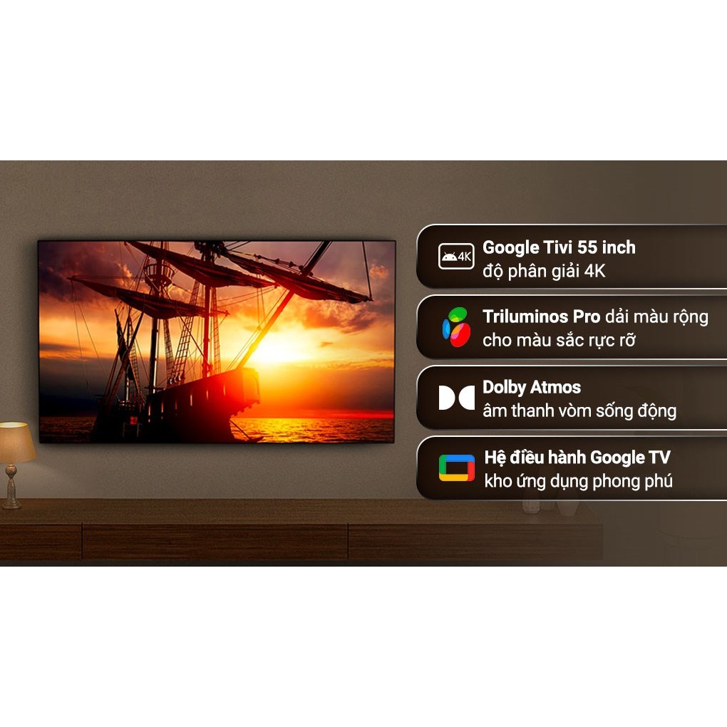 Google Tivi Sony 4K 55 inch KD-55X85K, Bảo hành 24 Tháng
