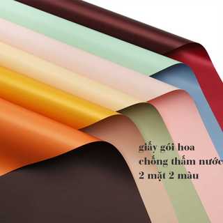 Giấy gói hoa 2 mặt 2 màu phong cách hàn quốc giấy bóng mờ
