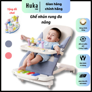 Ghế nhún rung cho bé cao cấp, Ghế bập bênh kèm bàn ăn và đồ chơi cho bé, Ghế nôi đa năng bập bênh cho bé, có bánh xe