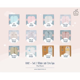 La pomme k002 set 2 khăn sữa sợi tre lụa la pomme phối màu ss2024