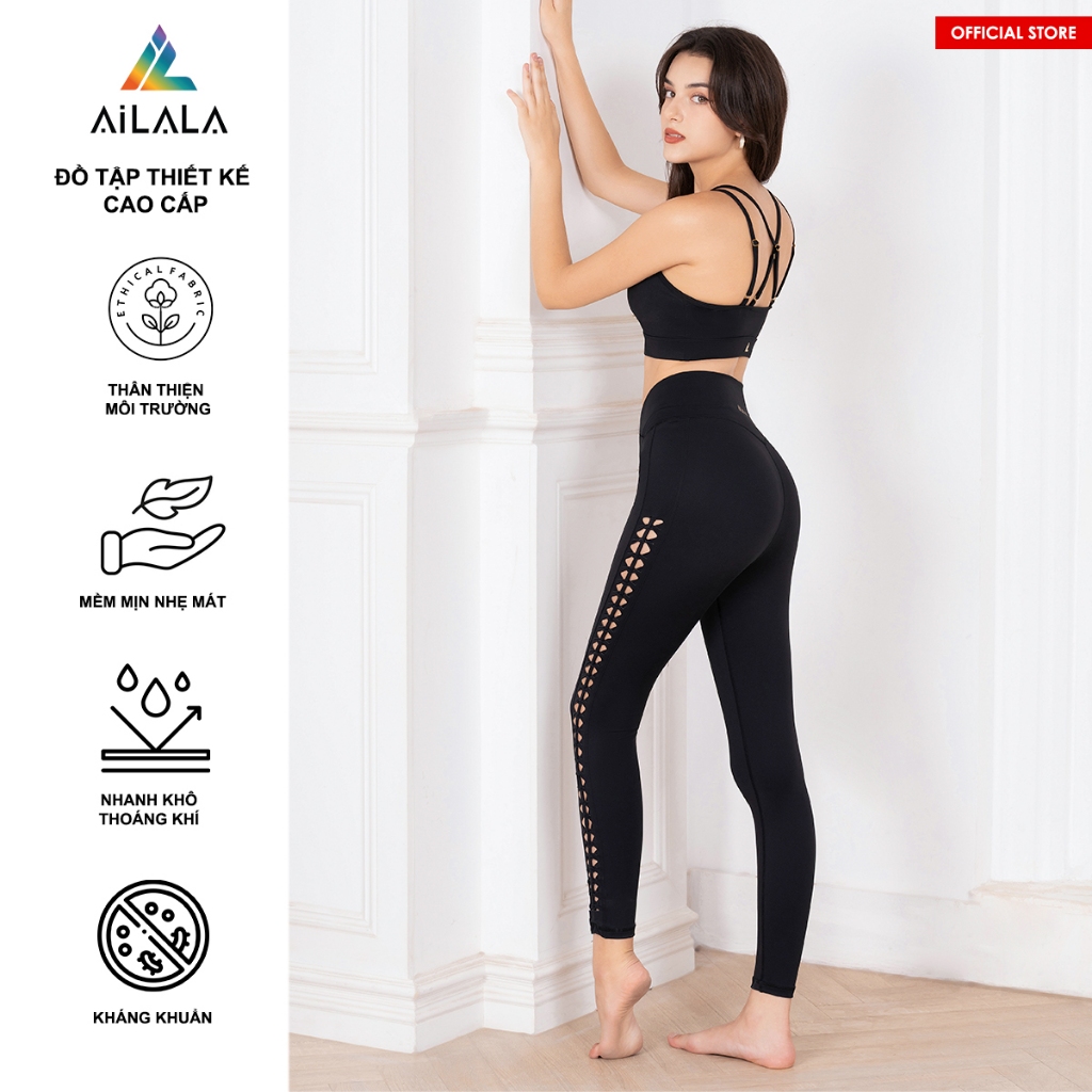AiLALA® Chính Hãng Set Thiết Kế Đồ Bộ Tập Thể Thao LUX66B, chi tiết đan móc, phù hợp yoga & fitness