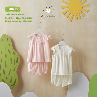Bộ quần áo cộc tay ABBIEOH kiểu dáng cách điệu cho bé gái 0-3 tuổi BO515 BO616