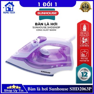 Bàn là hơi sunhouse shd2063p màu tím - 5 chế độ là ủi- công suất 1600w - mặt là phủ chống dính - hàng chính hãng