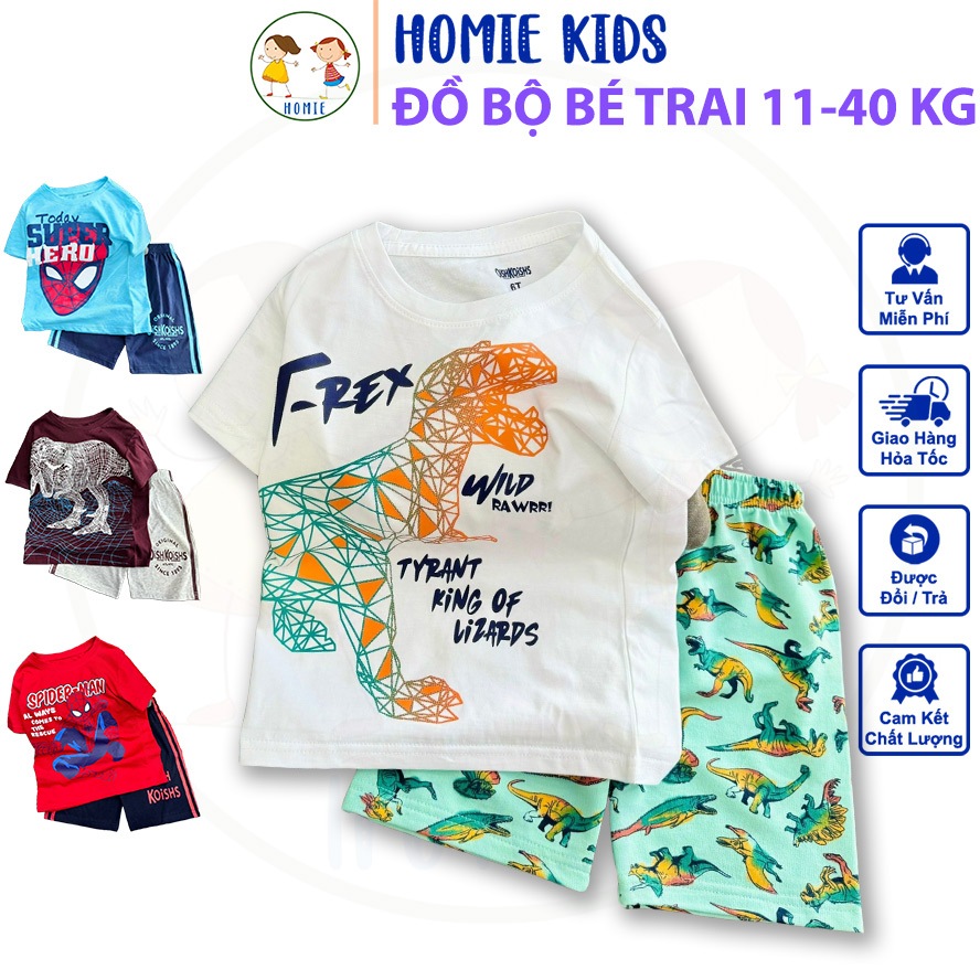 Đồ bé trai size nhí đại 11-40 kg set bộ quần áo cho bé trai chất thun cotton cá tính nhiều màu hình in đẹp Homie Kids