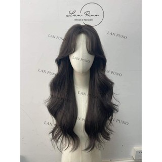 Tóc giả nữ nguyên đầu dệt kim xoăn nhẹ mái bay, mái thưa, ngôi thẳng/ ngôi zíc zắc