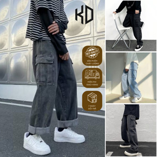 Quần Jeans nam nữ baggy túi hộp rộng Hàn Quốc, Quần Bò túi hộp Unisex form suông siêu đẹp hottrend 2023 - Avocado