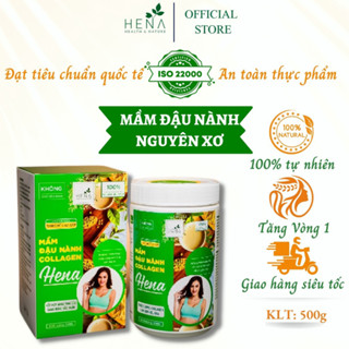 Mầm Đậu Nành Tăng Vòng 1 Hena 500G Đạt Chuẩn ISO 2200:2018, Bột Mầm Đậu Nành Nguyên Chất Tinh Chế