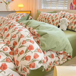 “Sale” Bộ Chăn Ga Gối Cotton Living 100%cotton Hàng Nhập Khẩu 3-4 Món