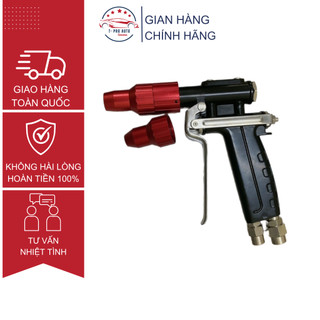 (mẫu mới) Súng rửa xe kết hợp hơi nước màu đen đỏ - súng mix rửa xe