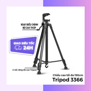 GẬY CHỤP HÌNH TRIPOD 3366 CAO 140cm gấp gọn 65cm hoco.