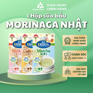 Sữa bầu MORINAGA nội địa Nhật 18gr x 12 gói 3 vị Trà Xanh Matcha, Hồng Trà sữa, Cafe