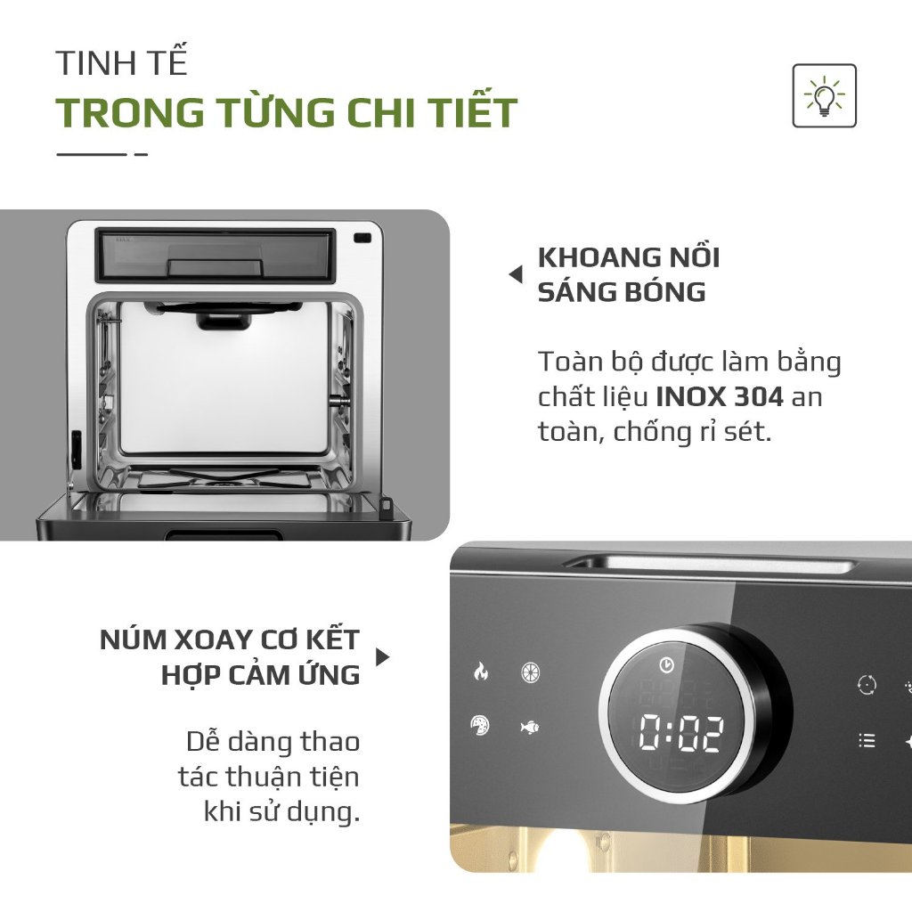 Nồi Chiên Hơi Nước OLIVO SF16 PRO 56 Chương Trình Cài Sẵn, Dung Tích 16L, Phụ Kiện Trục Xiên Quay, tặng kéo karlin