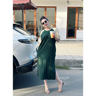 Váy Das xuông, Váy xuông adidass xanh lá phối viền tay kẻ sọc chất cotton thời trang cá tính phong cách đơn giản