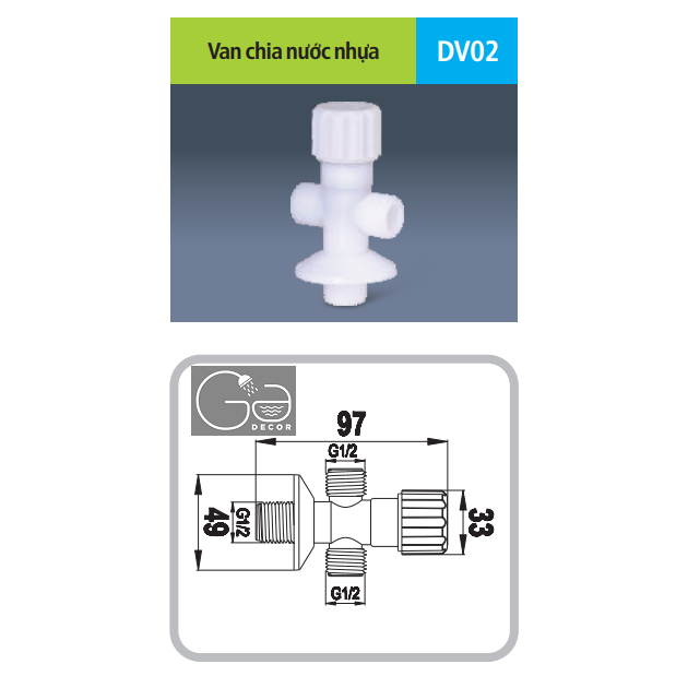 VAN CHIA NƯỚC NHỰA DV02 - THƯƠNG HIỆU HÙNG ANH - C.H.A