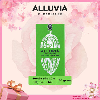 Socola sữa nguyên chất Alluvia 40% cacao ngọt ngào thanh 30g, Milk Chocolate 40% cocoa 30g bar
