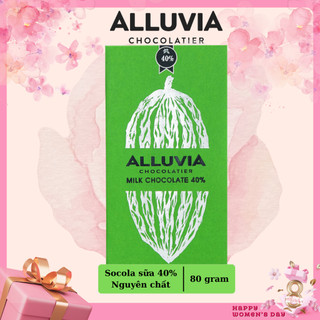 Socola sữa nguyên chất Alluvia 40% cacao ngọt ngào, Alluvia Milk Chocolate 40% cocoa