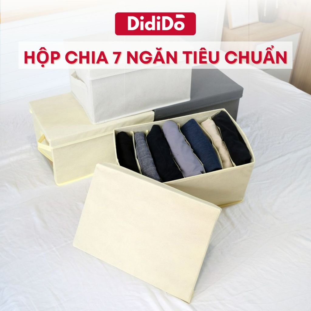 Hộp vải đựng quần áo 7 ngăn có nắp/không nắp tiêu chuẩn, thân thiện môi trường, gấp gọn tiện ích