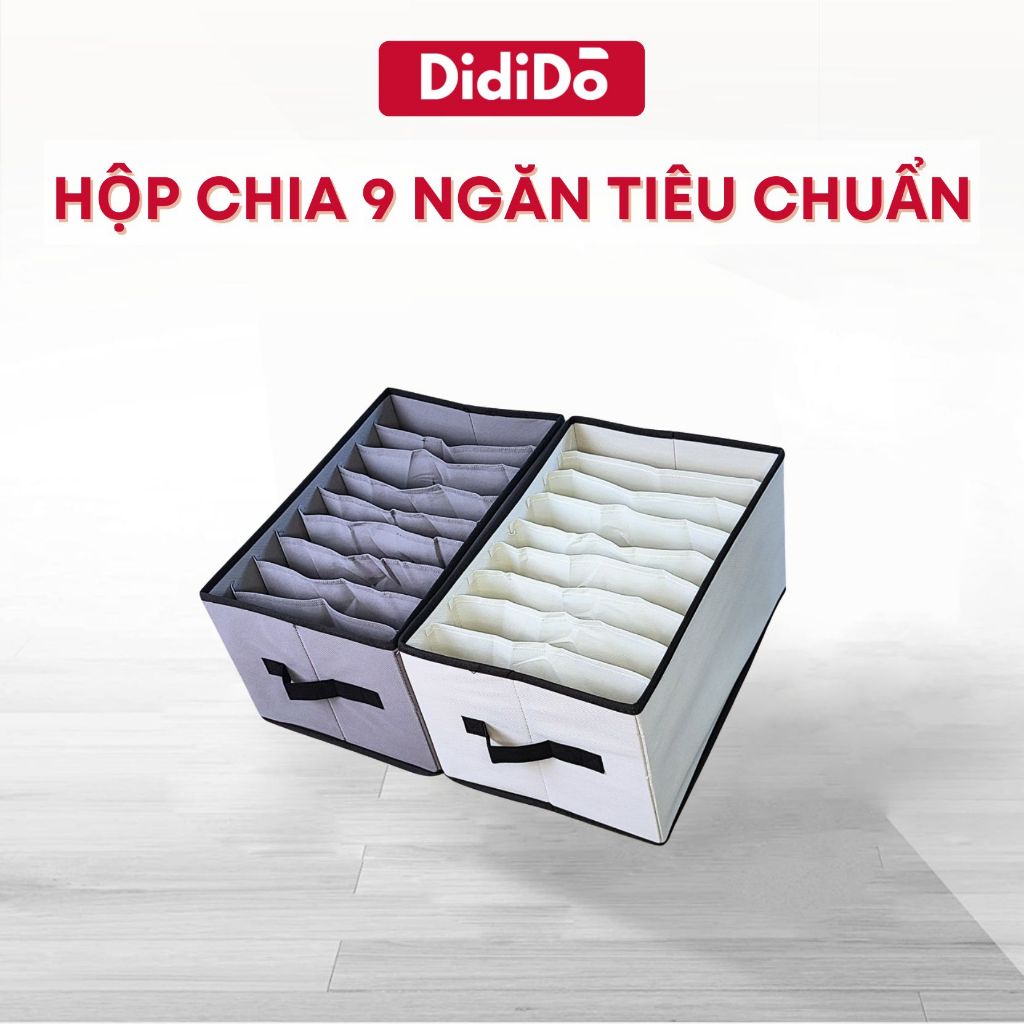 Hộp vải đựng quần áo 9 ngăn có nắp/không nắp tiêu chuẩn, thân thiện môi trường, gấp gọn tiện ích