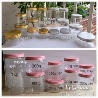 Hủ nhựa pet trong nắp màu, nắp nhôm, keo nhựa, hộp nhựa nắp thiếc